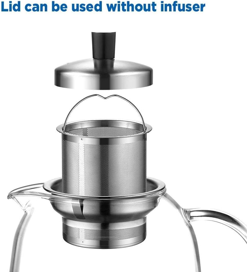 ecooe 1000ml Glass Teapot with Stainless Steel Infuser for Stovetop 33 oz NEW