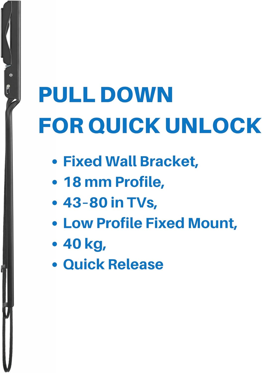 Laser Ultra Slim Fixed TV Wall Mount Bracket for 43-80 Inch TVs in Black DEMO