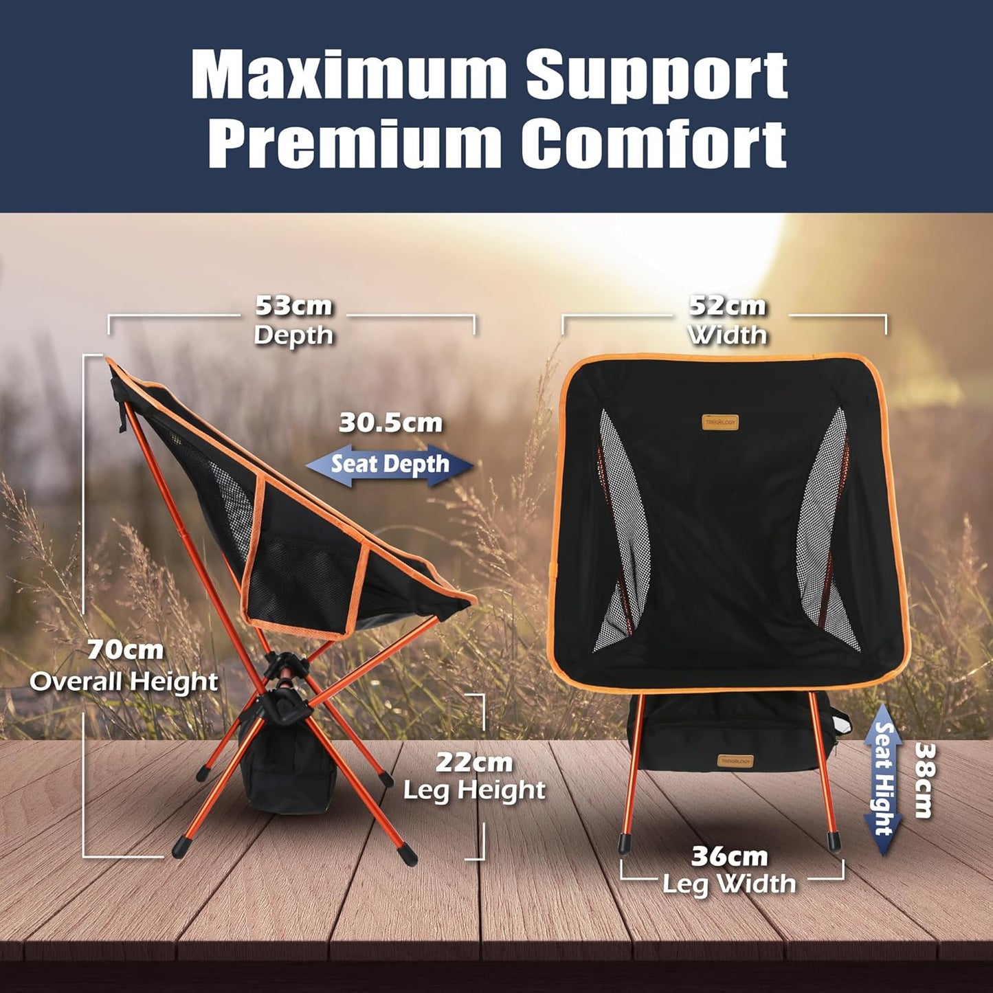 Trekology Ultralight Chairs Portable Camping Chair Compact Folding Lava DEMO