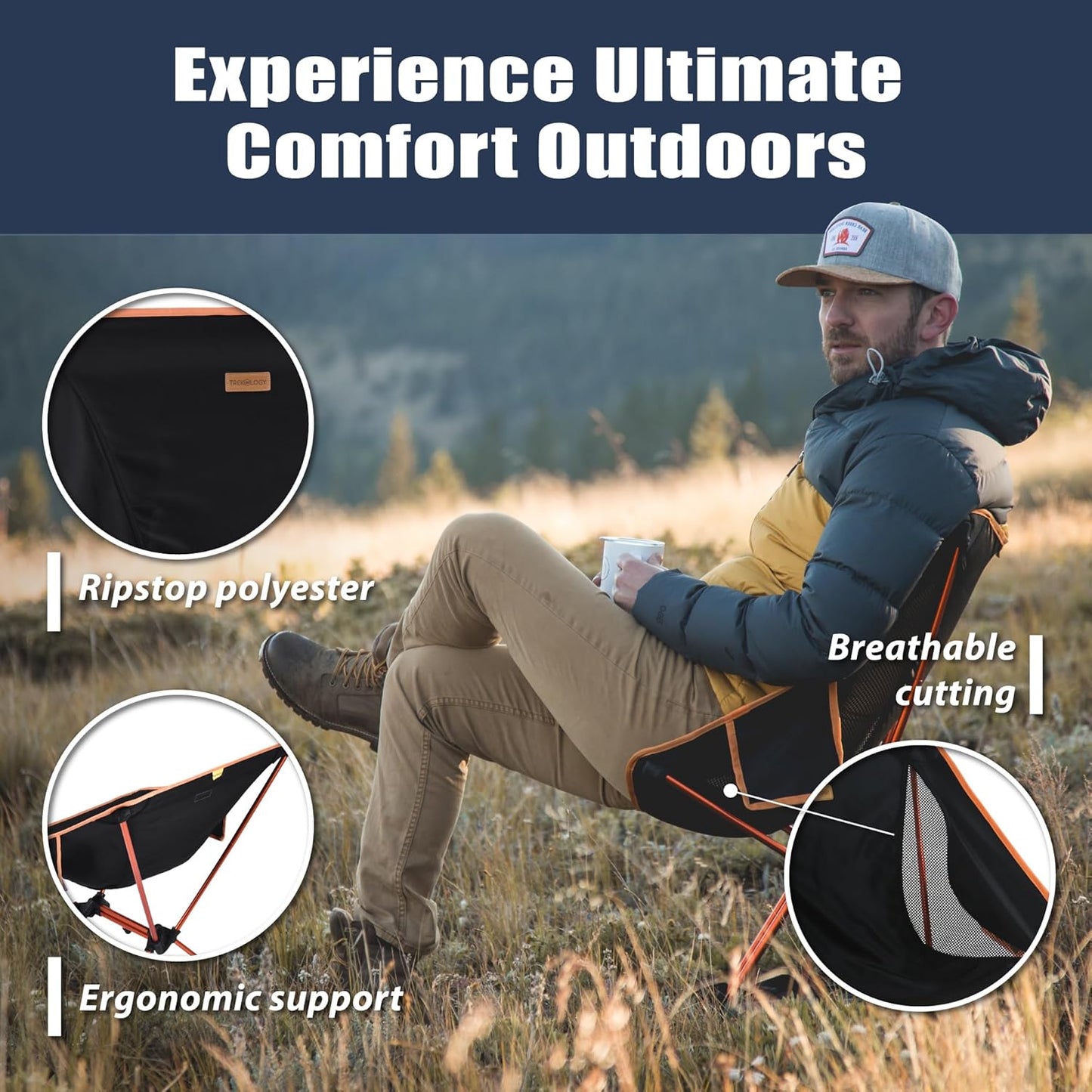 Trekology Ultralight Chairs Portable Camping Chair Compact Folding Lava DEMO