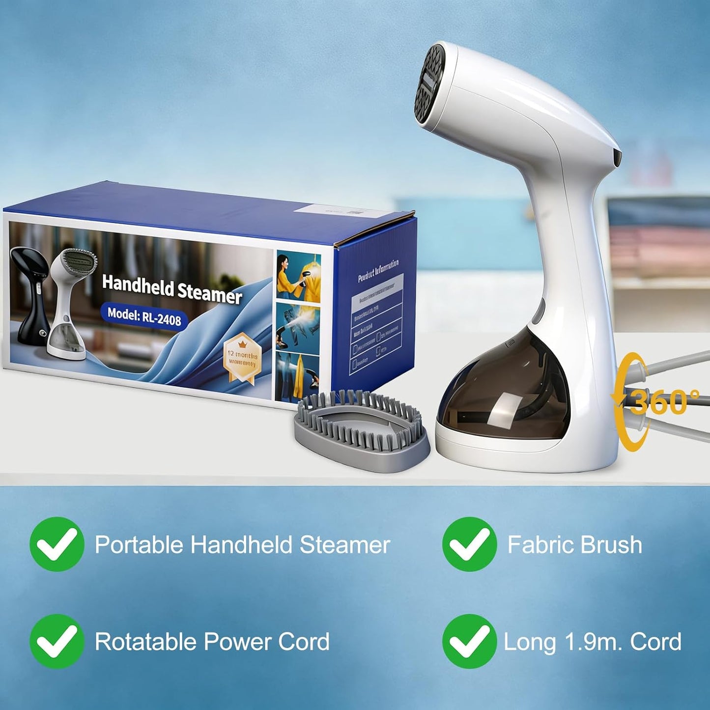 Intellihome 1500W Handheld Steamer for Clothes Portable Wrinkle Remover DEMO