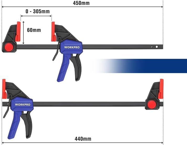 WORKPRO Nylon Workholding 4 Pack 6-Inch and 2 Pack 12-Inch Steel Bar Clamps NEW