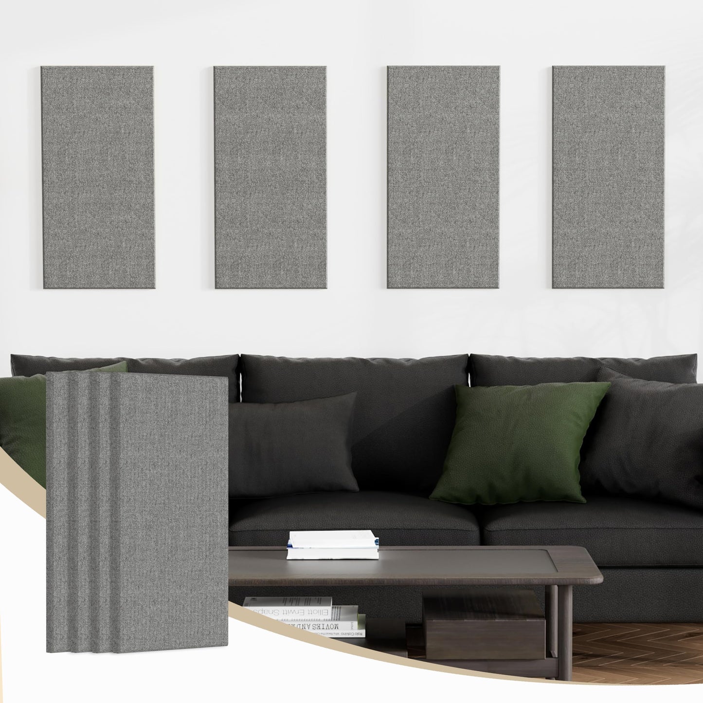JaneTech Acoustic Panels Soundproof Wall Panes Polyester Fiber Mid Grey NEW
