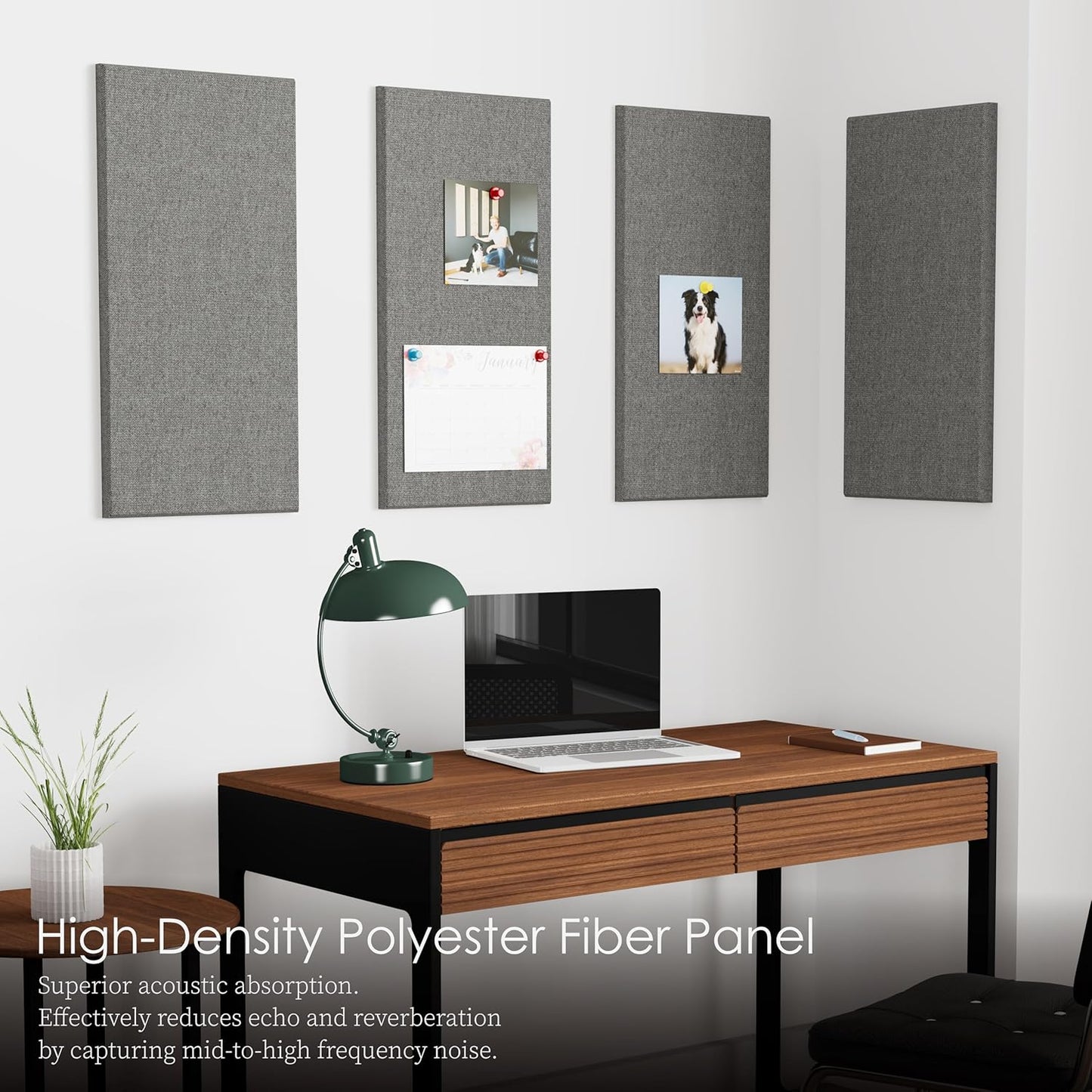 JaneTech Acoustic Panels Soundproof Wall Panes Polyester Fiber Mid Grey NEW