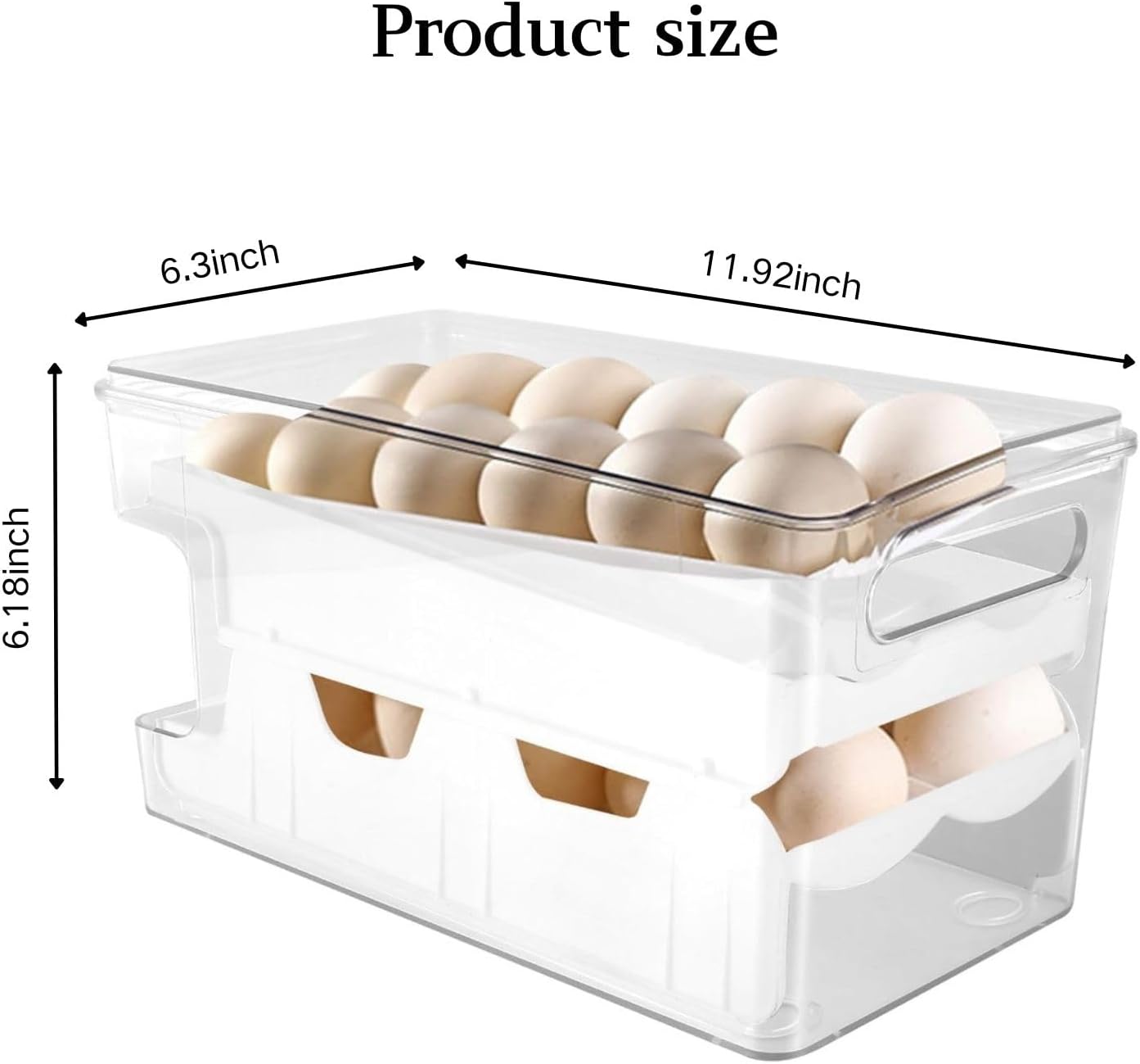 Poemtian Space-Saving Containers Plastic Egg Holder Organizer Refrigerator NEW