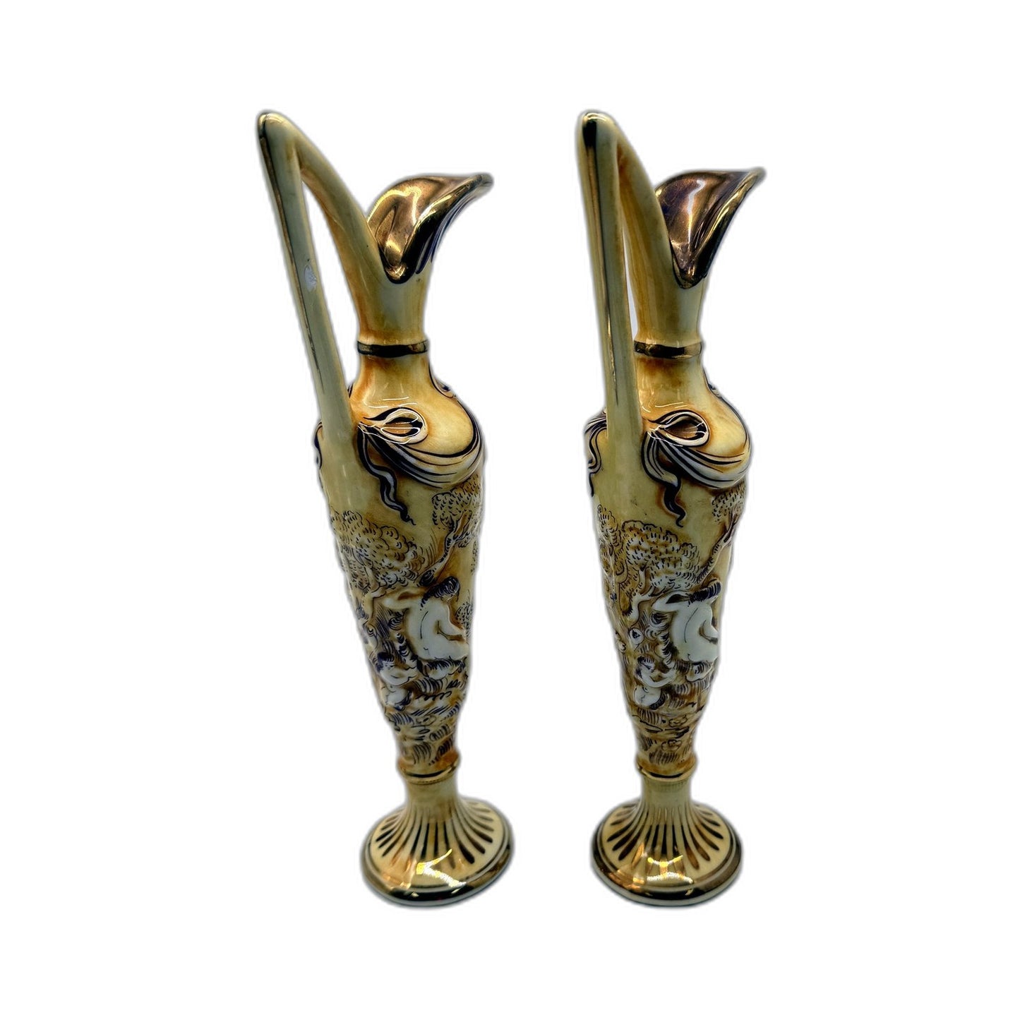VINTAGE R. Capodi Monte Italian Made Pair Of Decorative Ceramic Vases