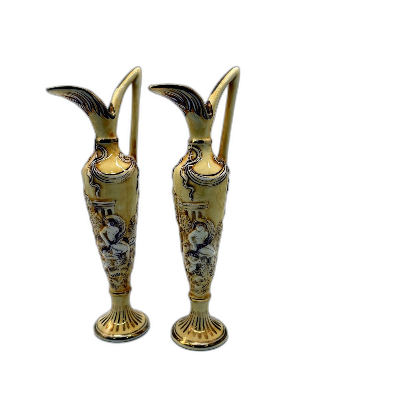VINTAGE R. Capodi Monte Italian Made Pair Of Decorative Ceramic Vases