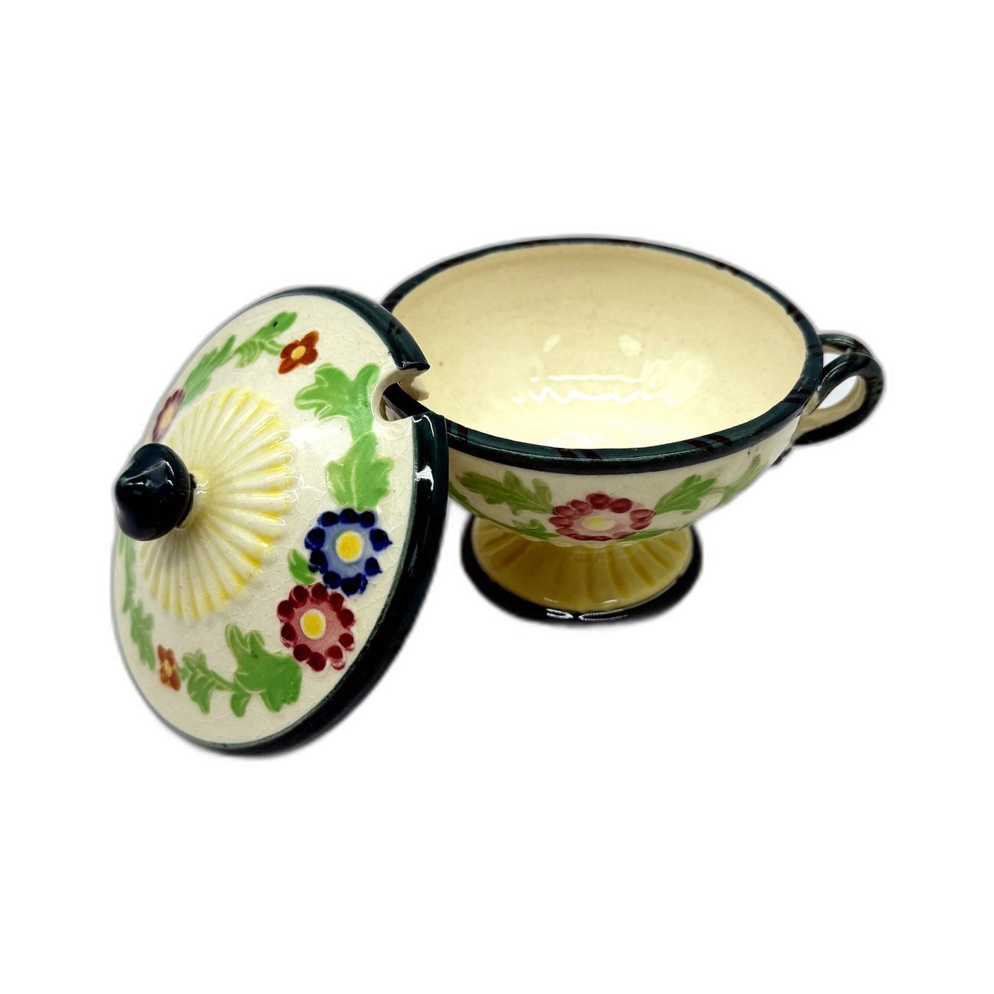 VINTAGE Maruhon Ware Hand Painted In Japan Ceramic Sugar Bowl With Lid