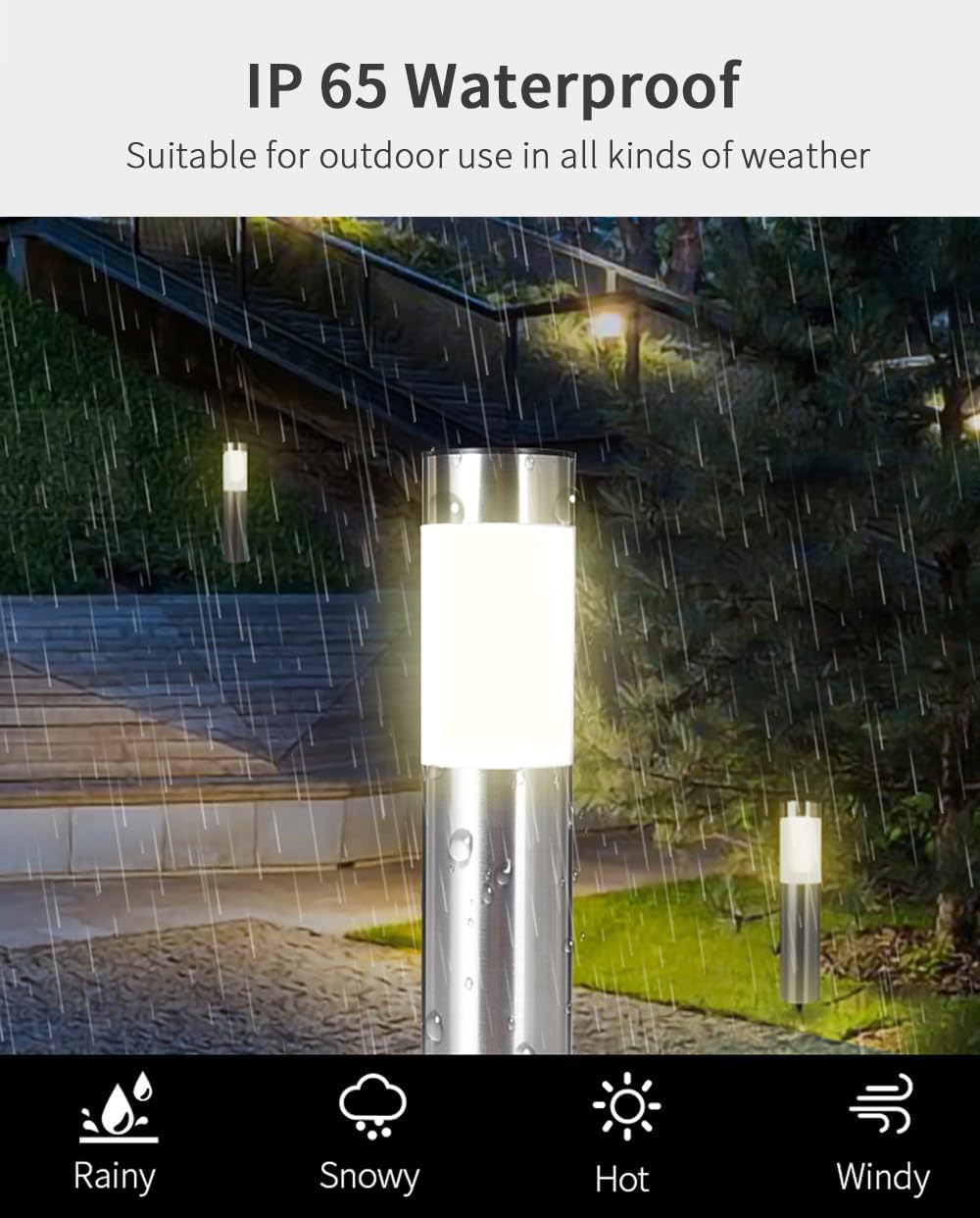 YOOGAO Home Outdoor LED Garden Pathway Lights, Waterproof Silver Decking & DEMO
