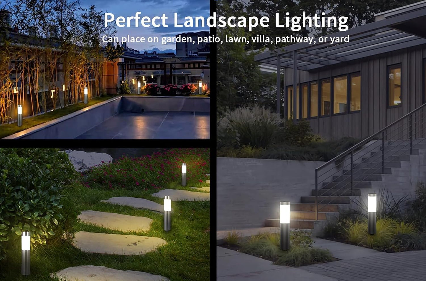 YOOGAO Home Outdoor LED Garden Pathway Lights, Waterproof Silver Decking & DEMO