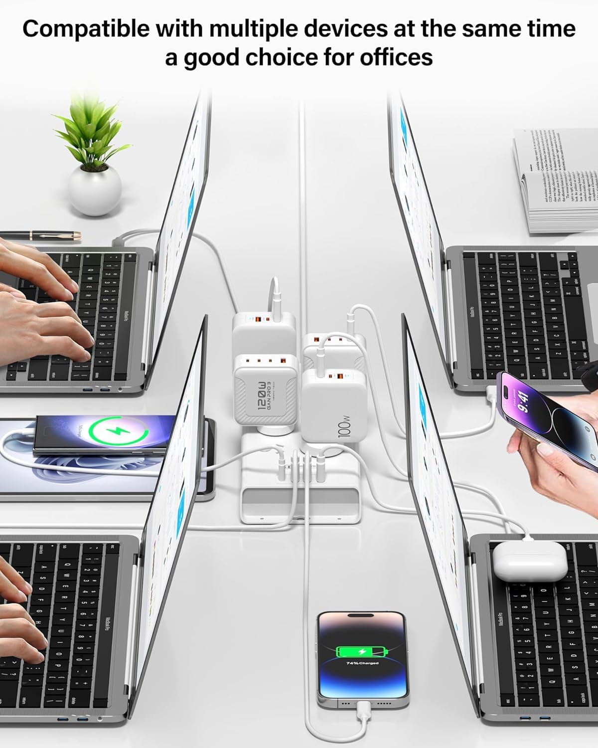 HEYMIX Tech 8-Outlet Power Strip Surge Protector with 4 USB Charging Ports NEW