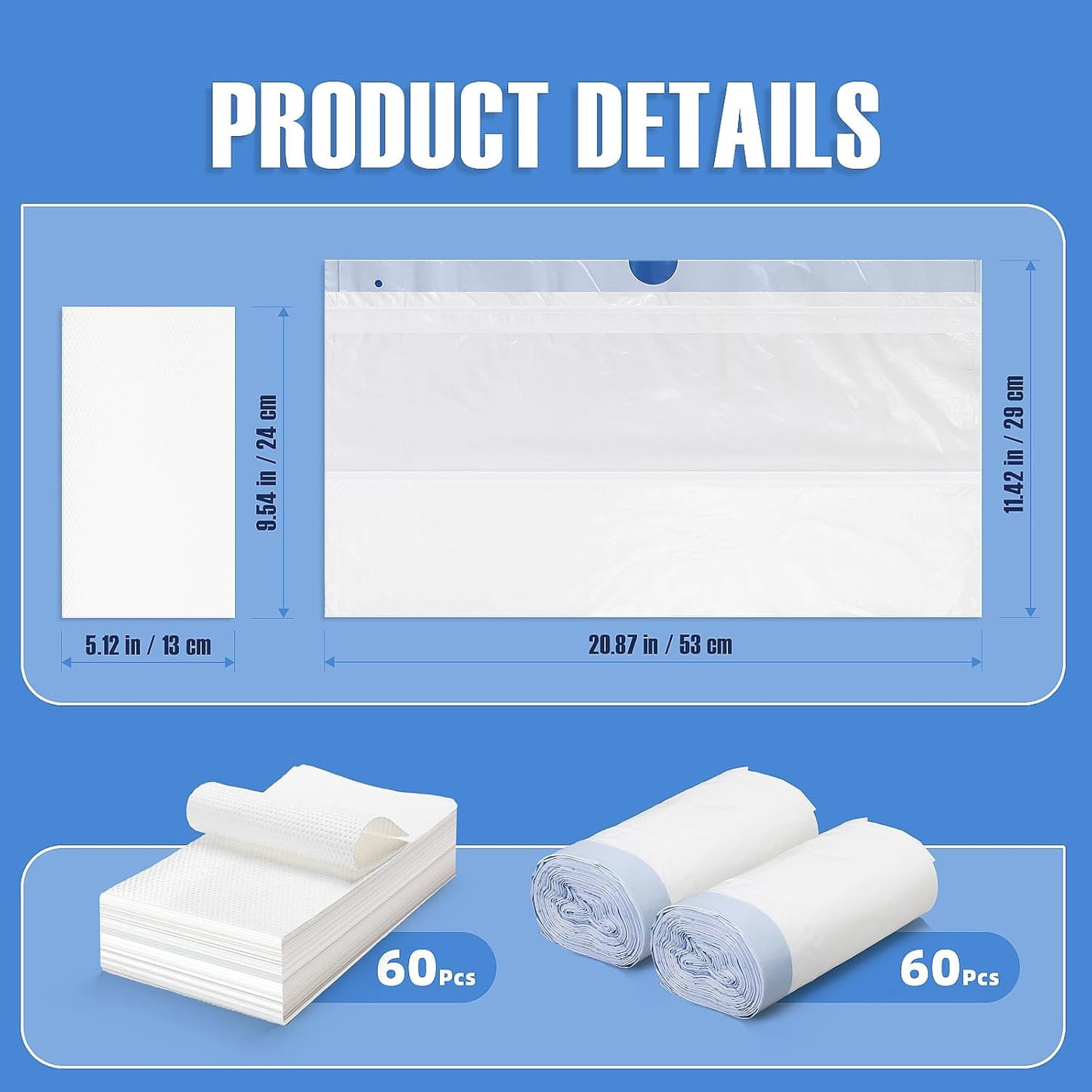 OPAFOBEF Leak-Proof Bedside Toilet Bags with Absorbent Pads Waste Water NEW