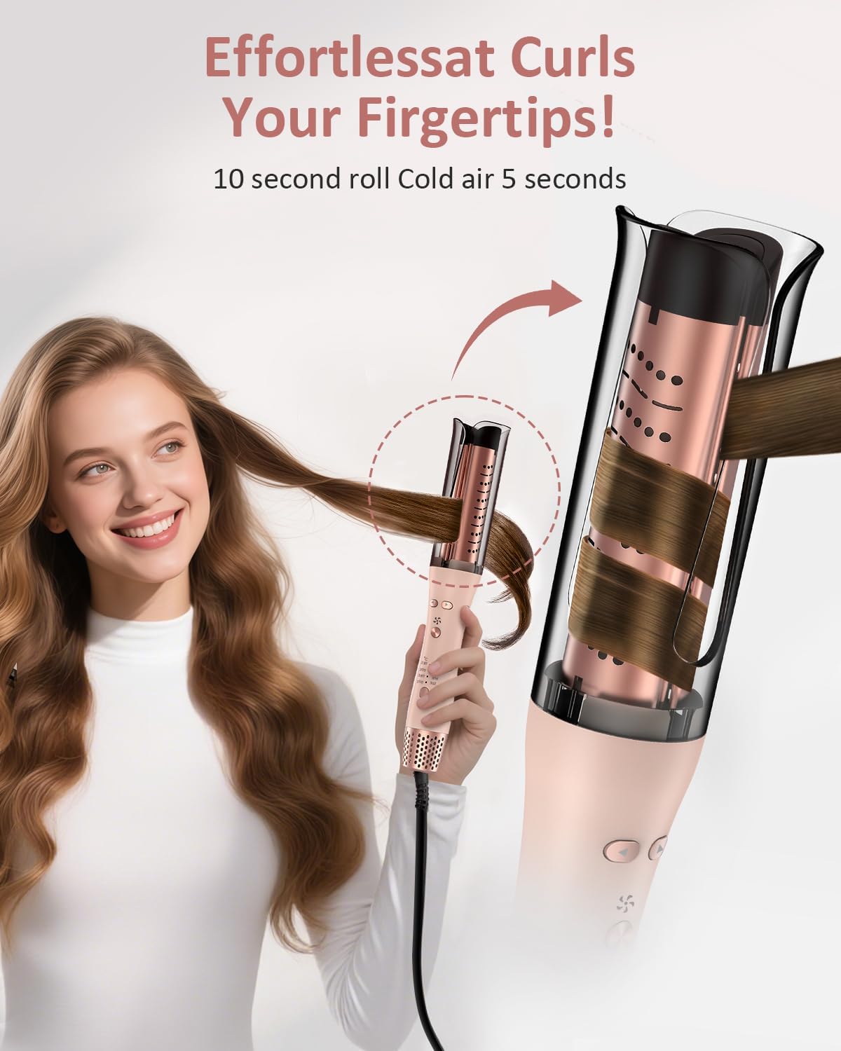 YGOVVK Automatic Curling Iron Rose Gold Portable Hair Curler NEW