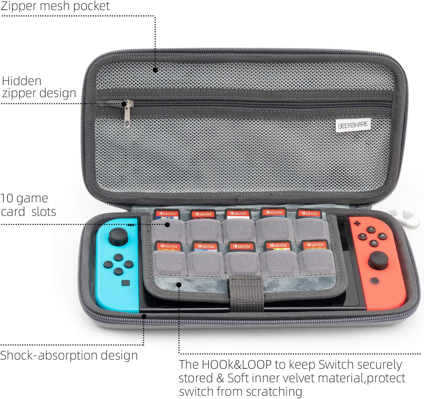 GeekShare Portable Hard Carry Case for Nintendo Switch & OLED Console NEW