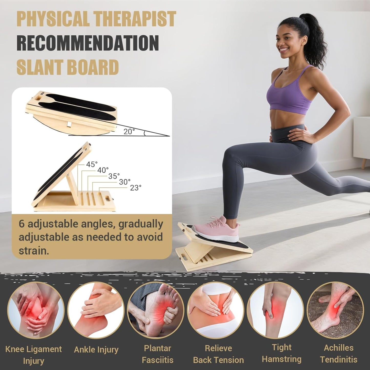 ODCPN 3-in-1 Slant & Balance Board 300 LBS Capacity Calf Stretch Trainer NEW