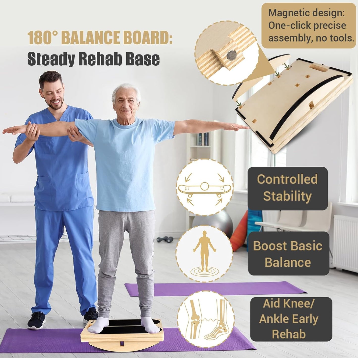ODCPN 3-in-1 Slant & Balance Board 300 LBS Capacity Calf Stretch Trainer NEW