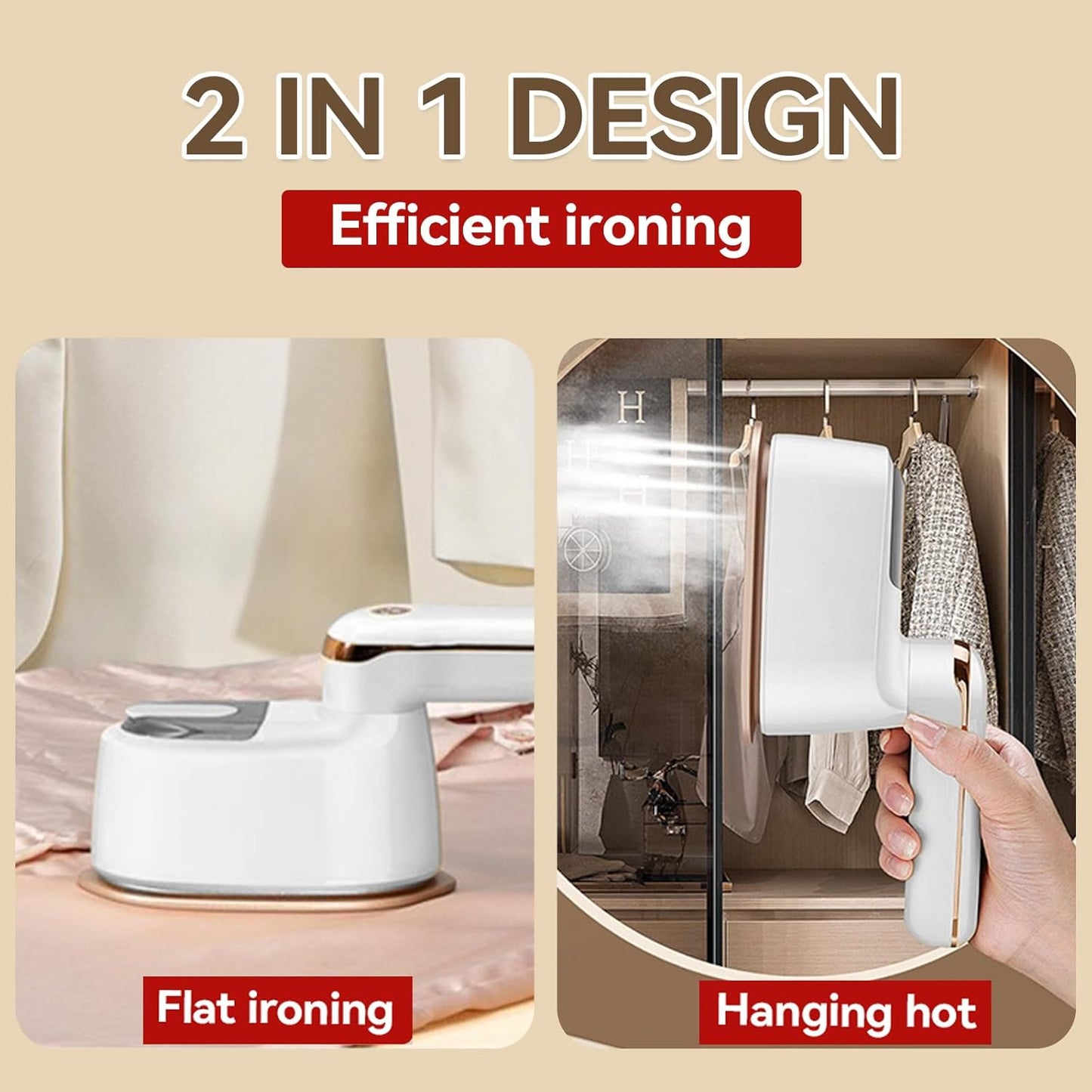 Unbbty Powerful 1100W Travel Clothes Steam Iron Lightweight Compact White NEW