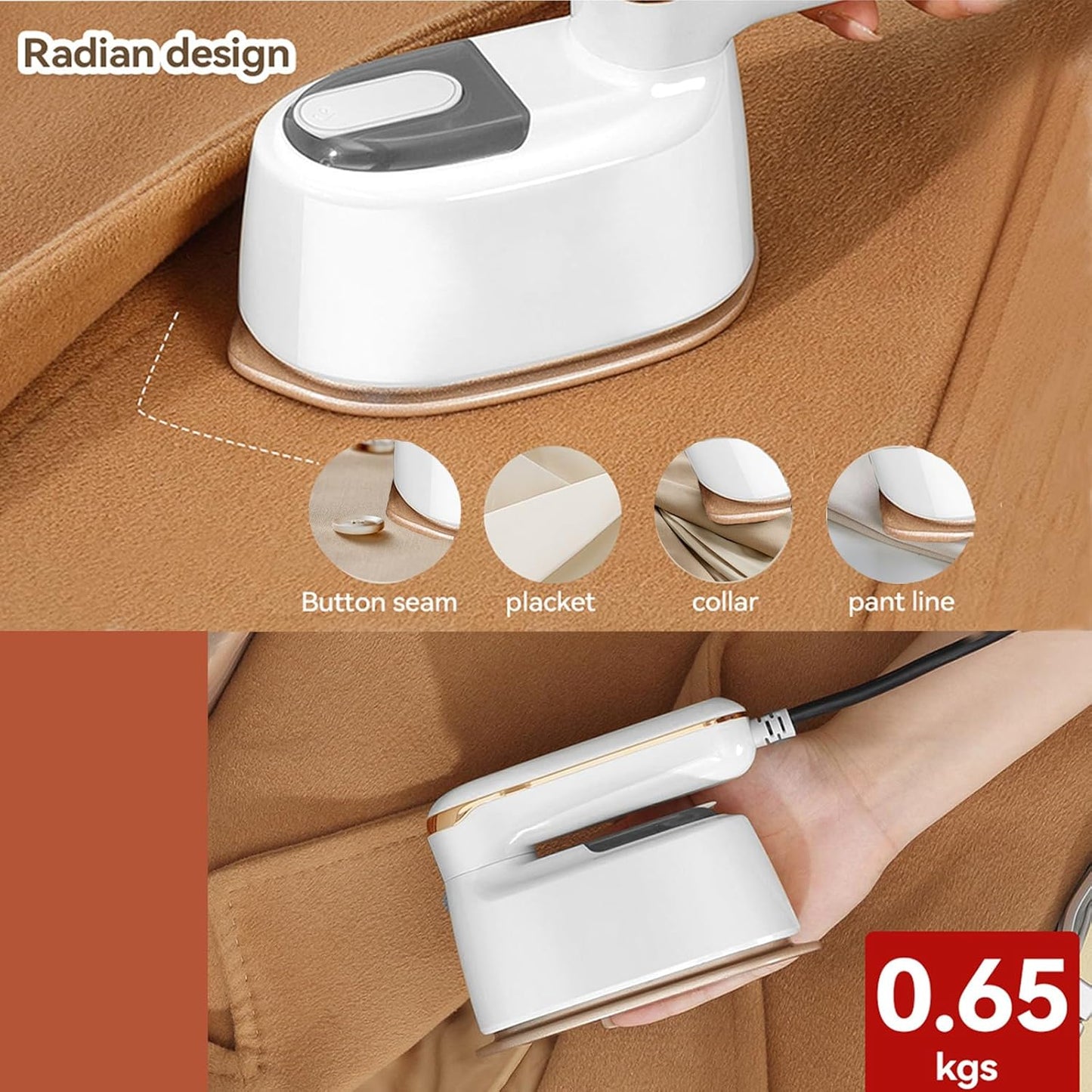 Unbbty Powerful 1100W Travel Clothes Steam Iron Lightweight Compact White NEW
