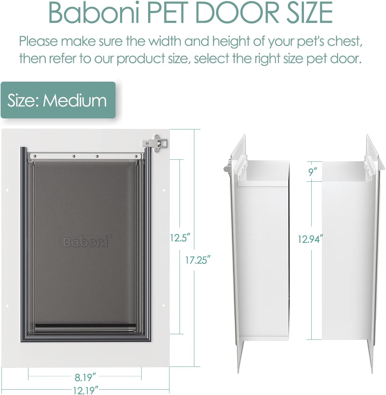 Baboni 3-Flap Doors Pet Door Medium Steel Frame Telescoping Tunnel DEMO