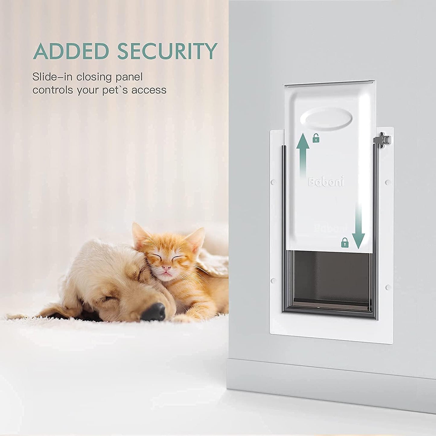 Baboni 3-Flap Doors Pet Door Medium Steel Frame Telescoping Tunnel DEMO
