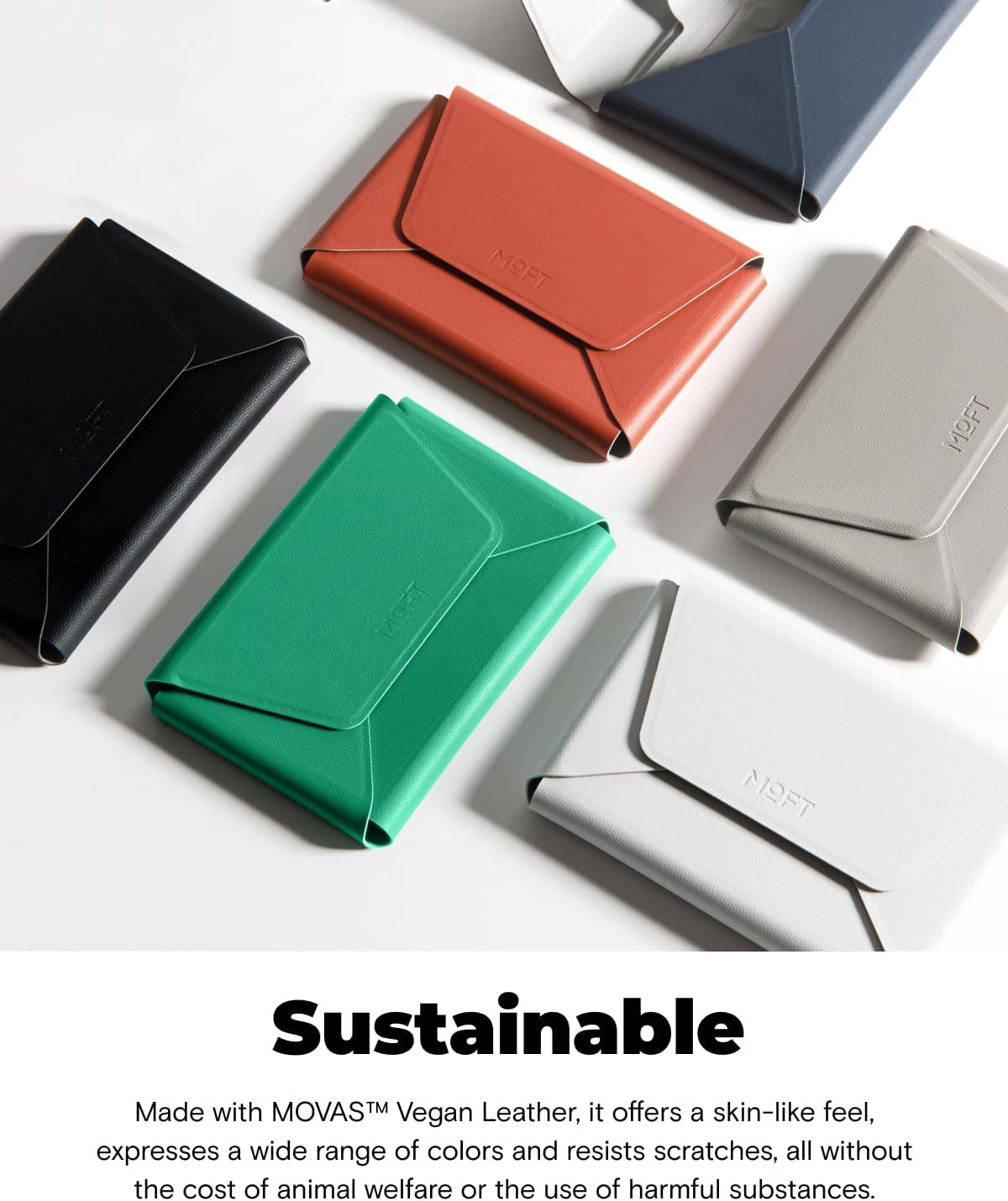 MOFT Magnetic Stands Phone Stand with 8-Card Holder Vegan Leather NEW