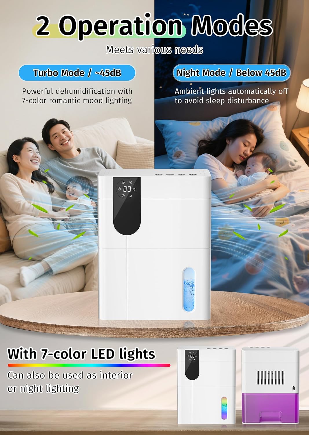 Starfeel 152 OZ Quiet Dehumidifier for Home, 900 sq.ft, White, Heating 4.5L NEW