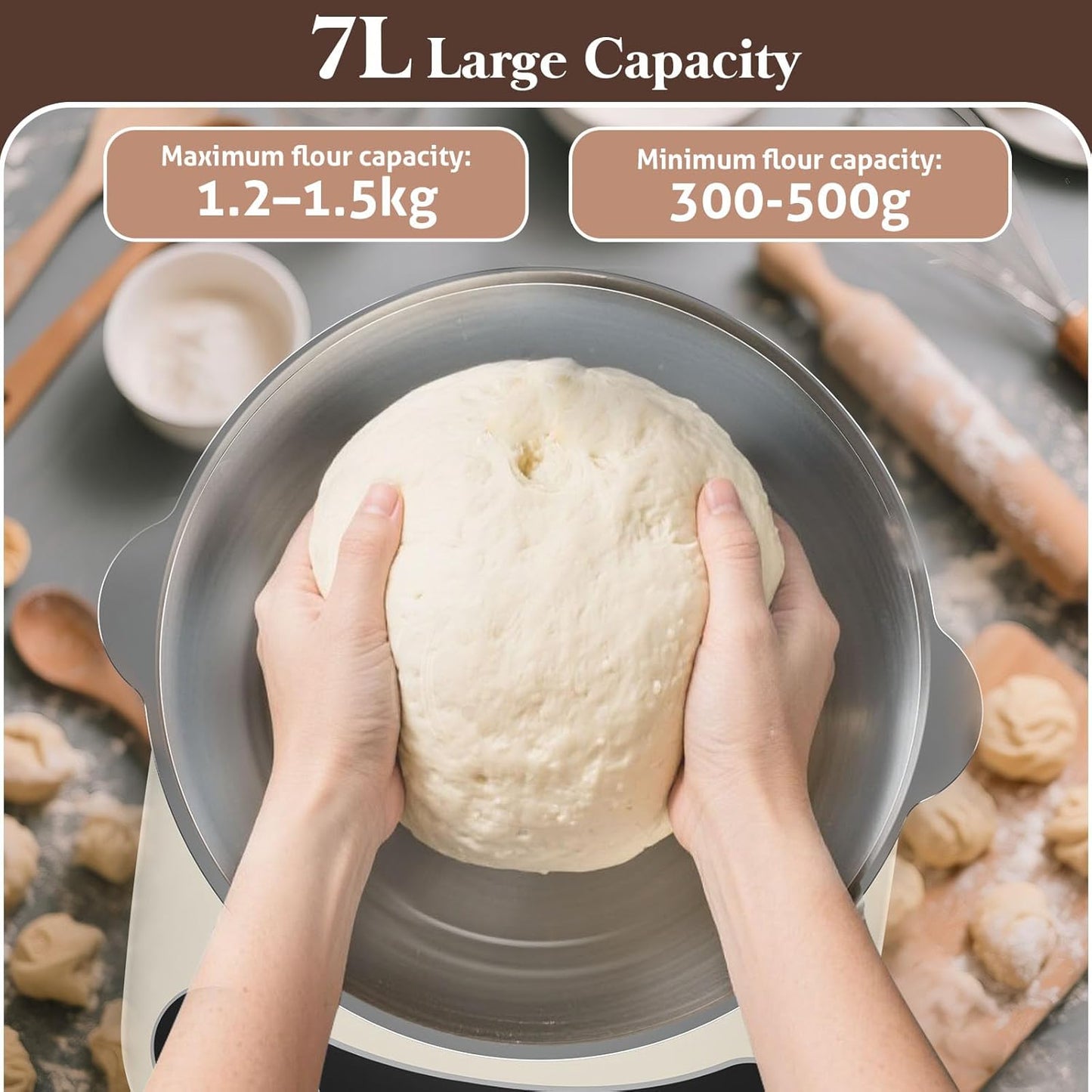 ADVWIN 7L Beige Stand Mixer with Kneading & Ferment Functions for Baking NEW