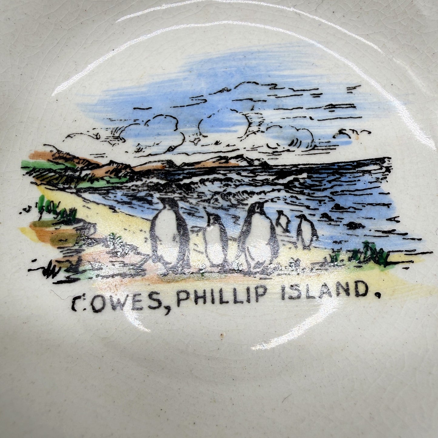 VINTAGE Sandland Ware Phillip Island Ceramic Off White Mini 8cm Trinket Dish