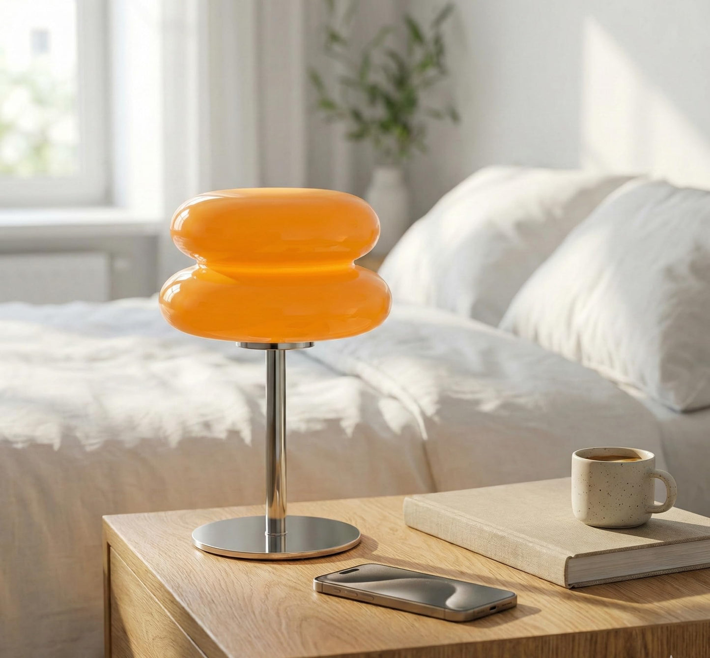 Orange Mushroom-Shaped Table Lamp with 3 Color Modes & Dimming, Small DEMO