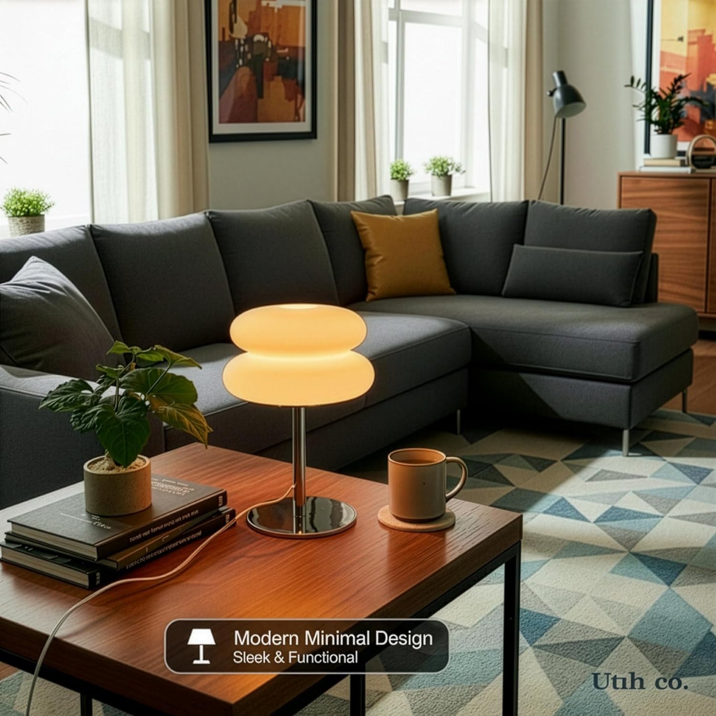 Orange Mushroom-Shaped Table Lamp with 3 Color Modes & Dimming, Small DEMO