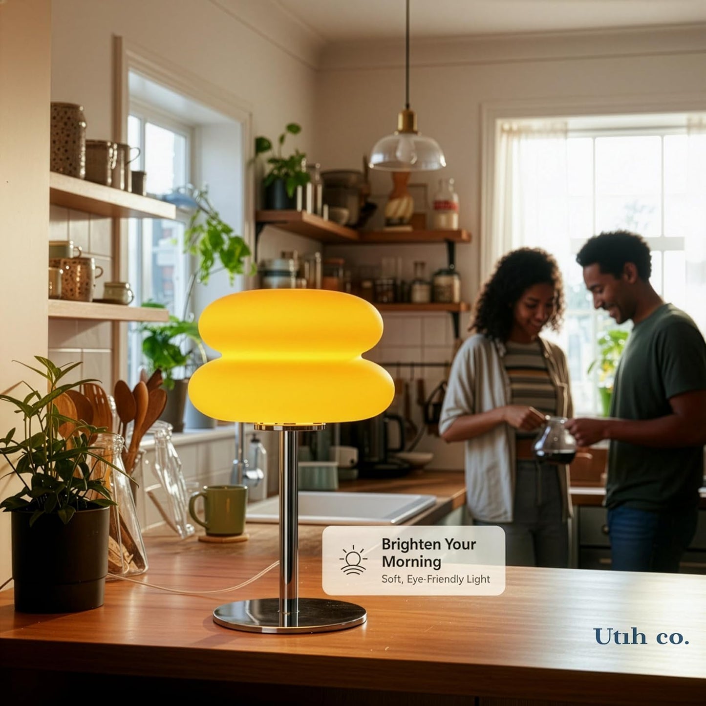 Orange Mushroom-Shaped Table Lamp with 3 Color Modes & Dimming, Small DEMO