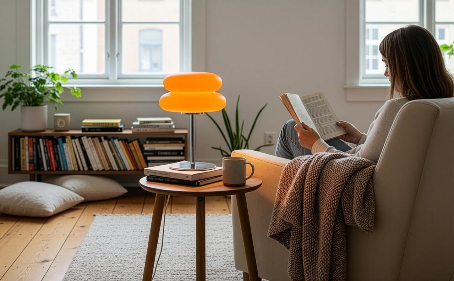 Orange Mushroom-Shaped Table Lamp with 3 Color Modes & Dimming, Small DEMO