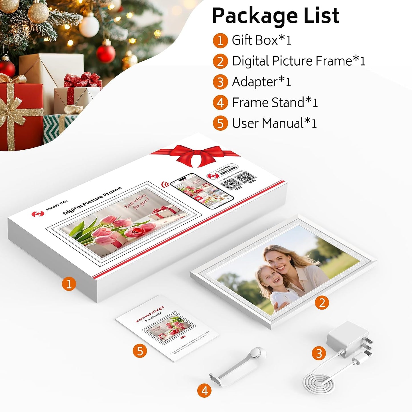 BIGASUO 10.1" Digital Picture Frame with 32GB Memory WiFi Electronic Photo DEMO