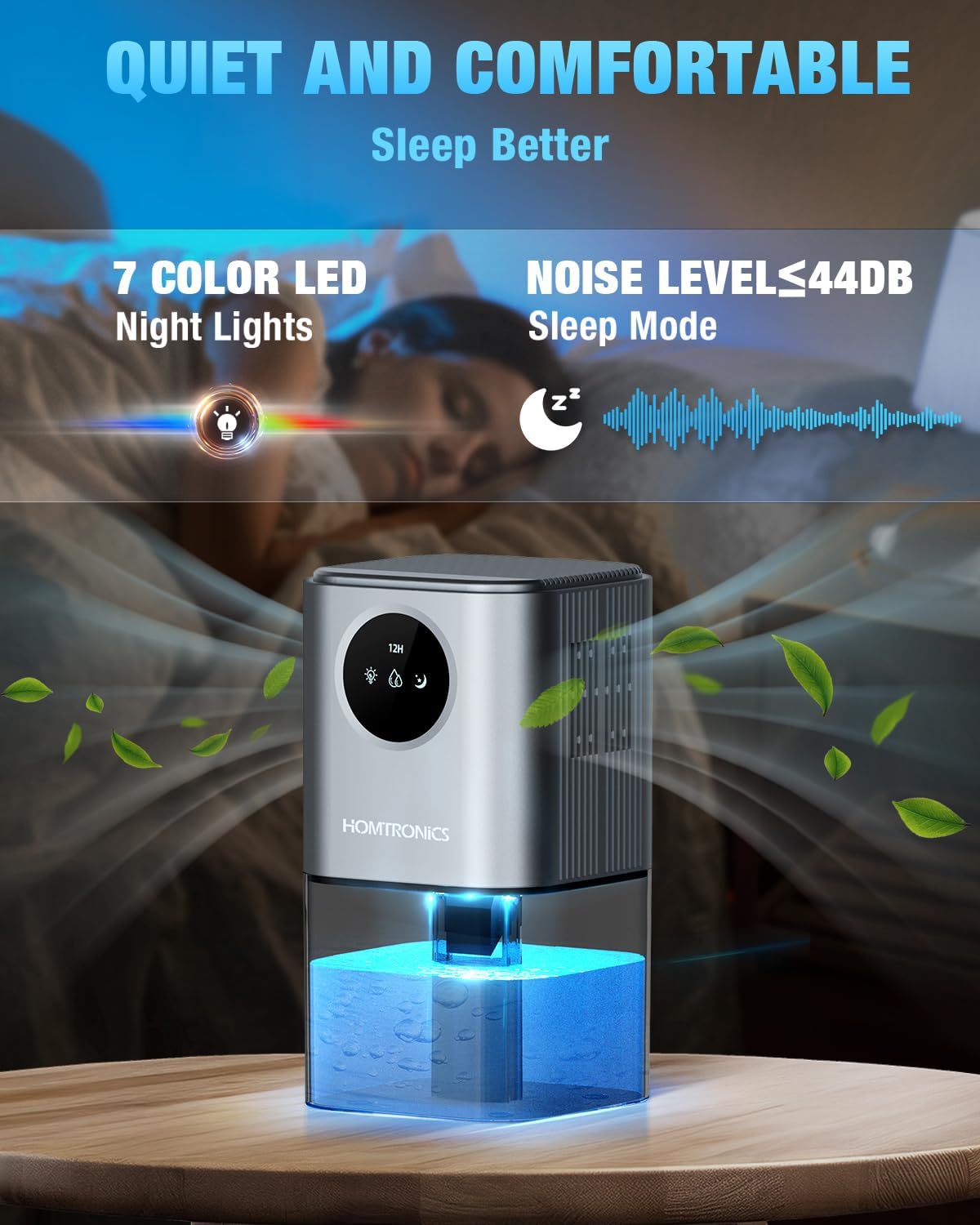 Homtronics 1700ml Dehumidifier with Timing Function for Home, Silver DEMO