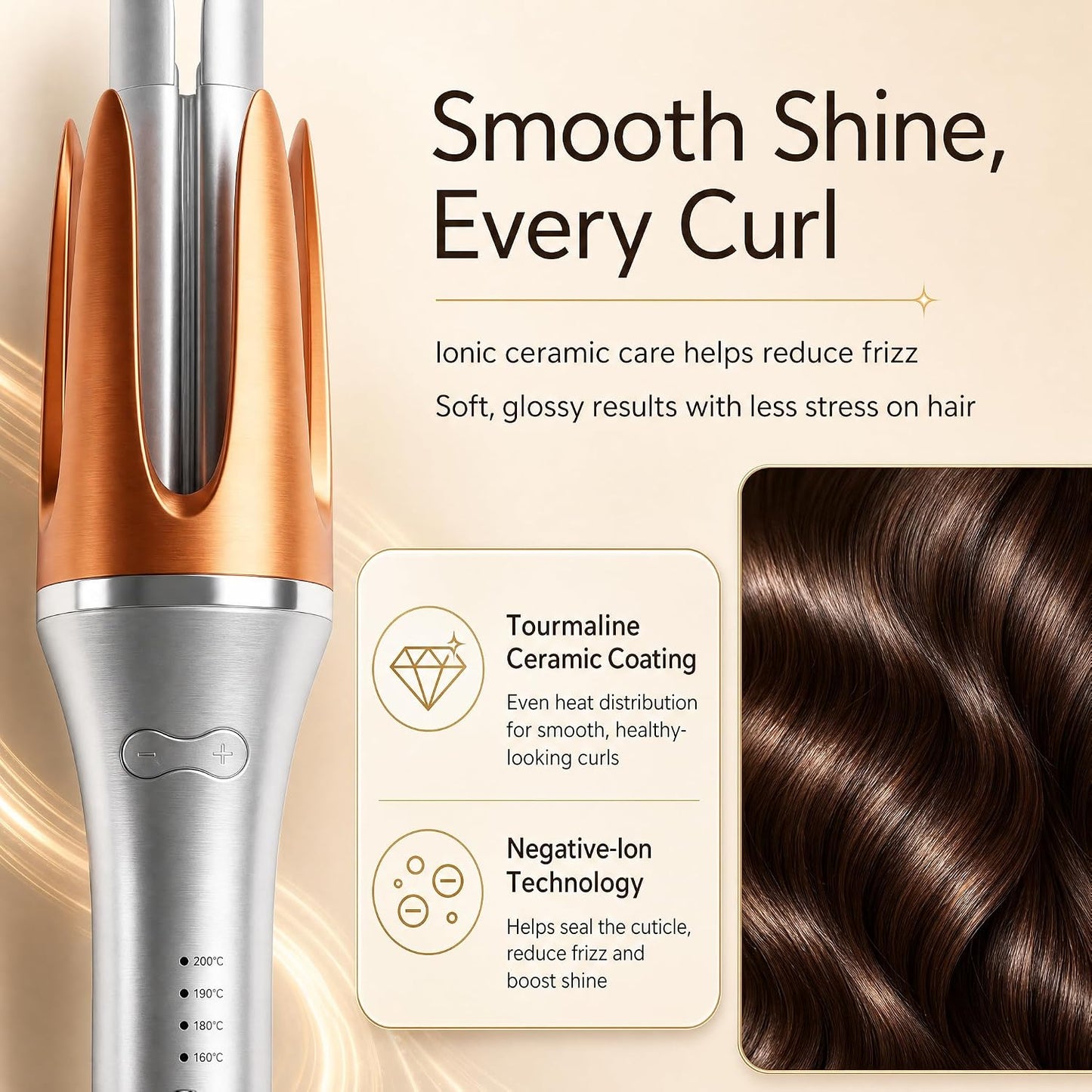 Cyuanxgr 32mm Automatic Ceramic Rotating Curling Tongs for Salon-Style DEMO