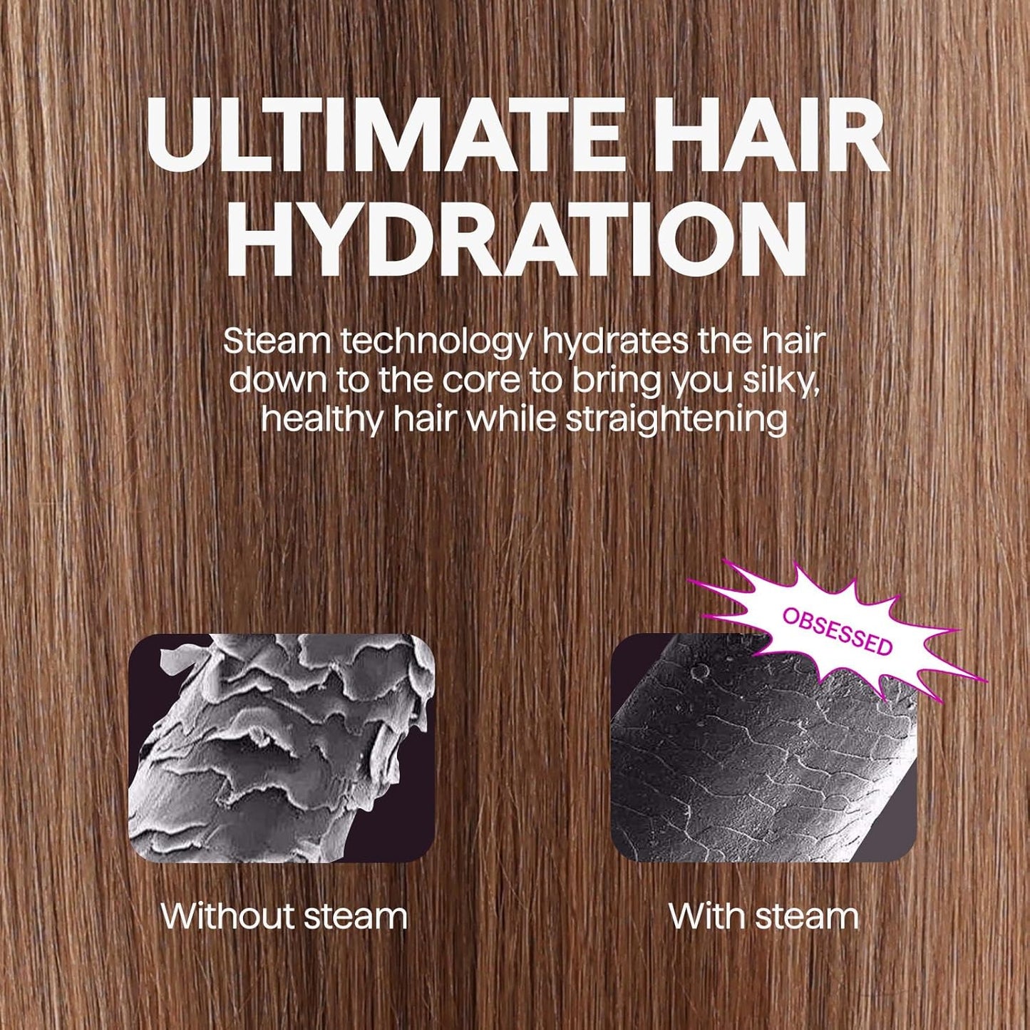wavytalk Pro 3-in-1 Ceramic Blue Steam Hair Straightener Brush for Smooth DEMO