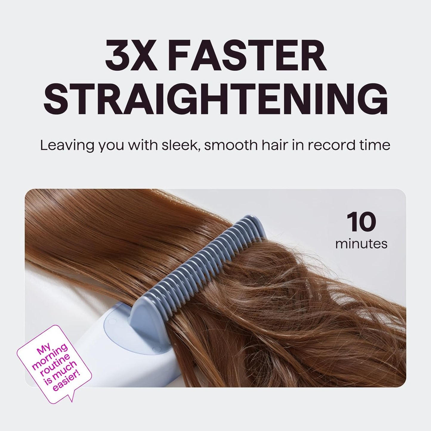 wavytalk Pro 3-in-1 Ceramic Blue Steam Hair Straightener Brush for Smooth DEMO