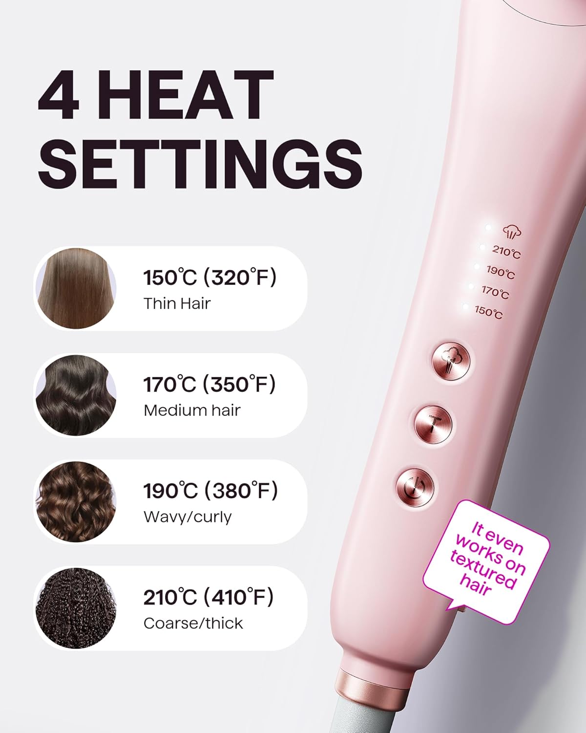 wavytalk Pro Ceramic Pink Steam Hair Straightener Brush for Smooth, Silky DEMO