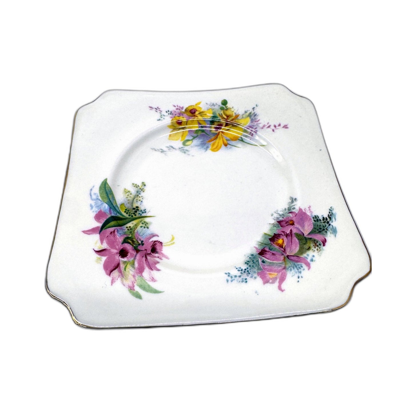 VINTAGE Royal Doulton Orchid Porcelain Saucer Set 10 Pieces Multi Color Floral