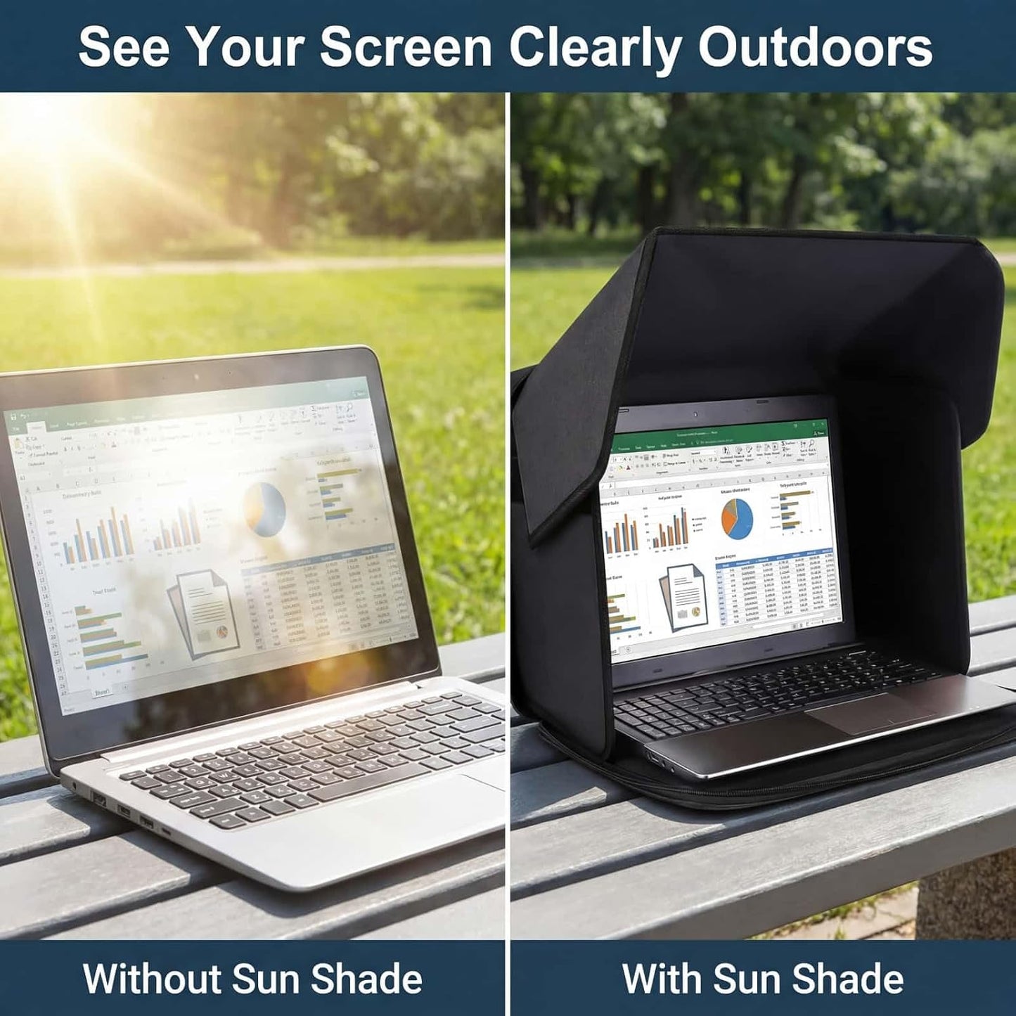 Ssumght Foldable Laptop Sun Shade Screen Protector Glare Shield Privacy NEW