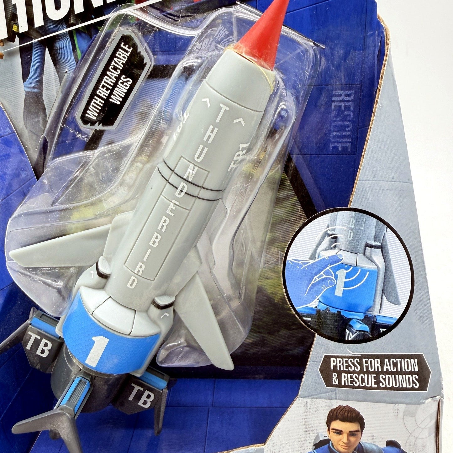 2014 Thunderbirds TB1 Gray & Blue Toy Rocket - Authentic Collectible