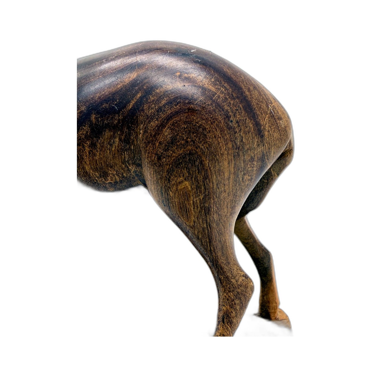 Wooden Antelope Figurine Carved Nature-Inspired Rustic Home Decor Brown Black