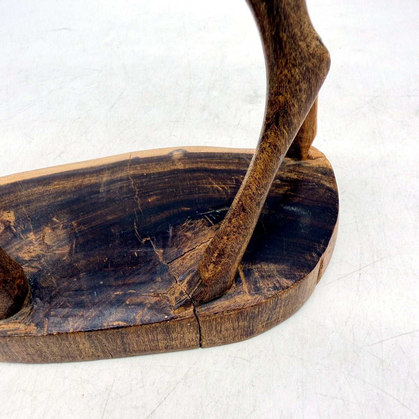 Wooden Antelope Figurine Carved Nature-Inspired Rustic Home Decor Brown Black