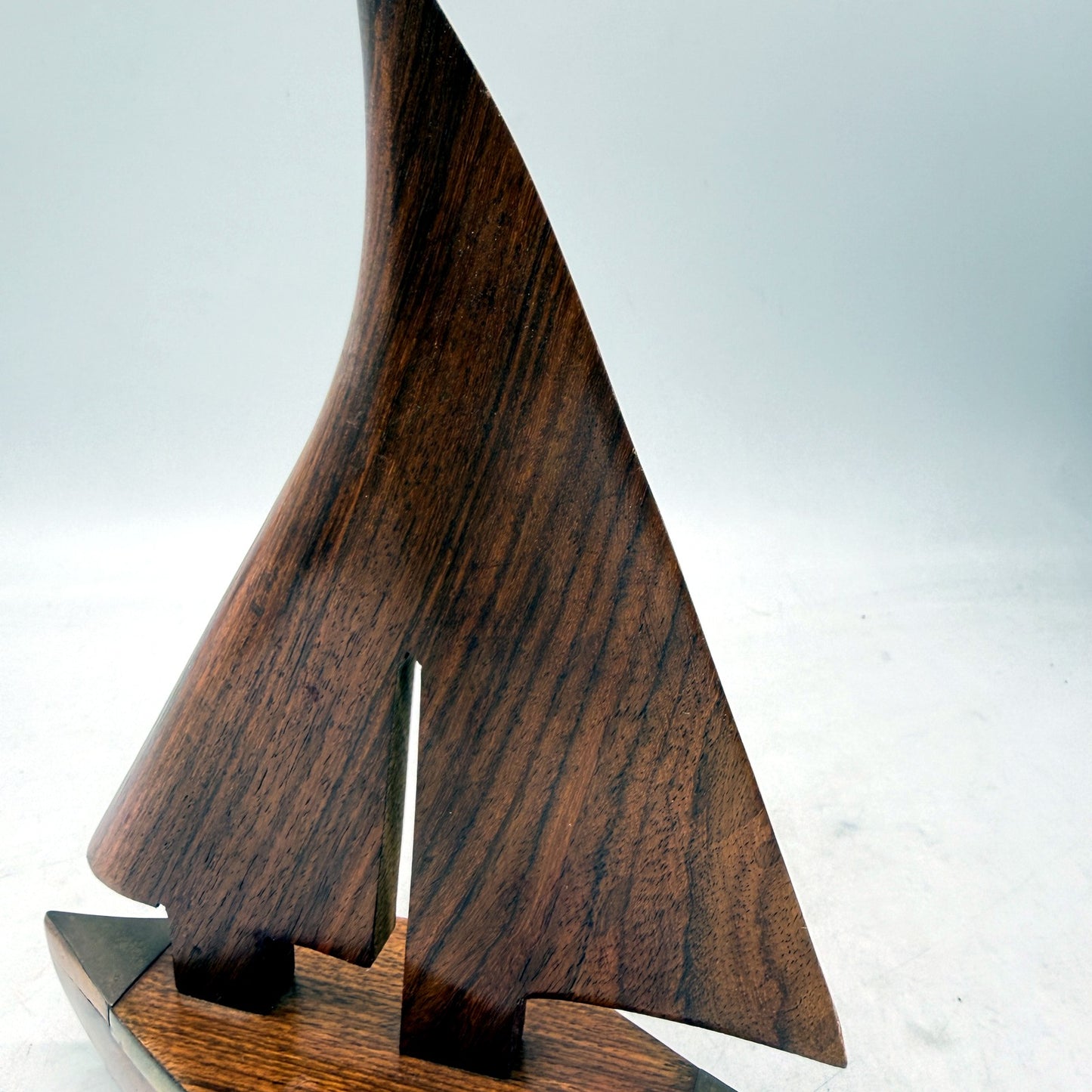 Handcrafted Brown Wooden Sailboat 23cm Figurine for Nautical Home Decor Accents