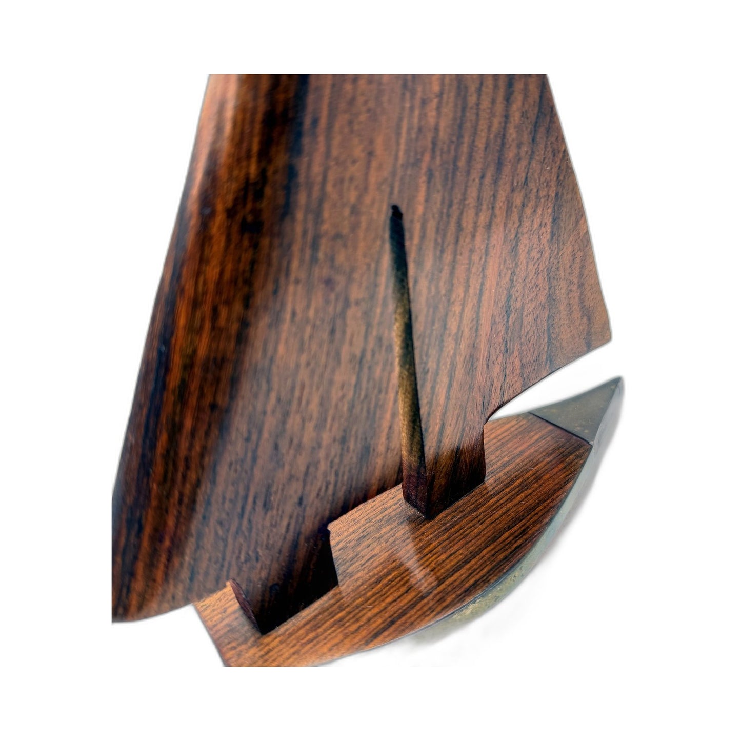 Handcrafted Brown Wooden Sailboat 23cm Figurine for Nautical Home Decor Accents