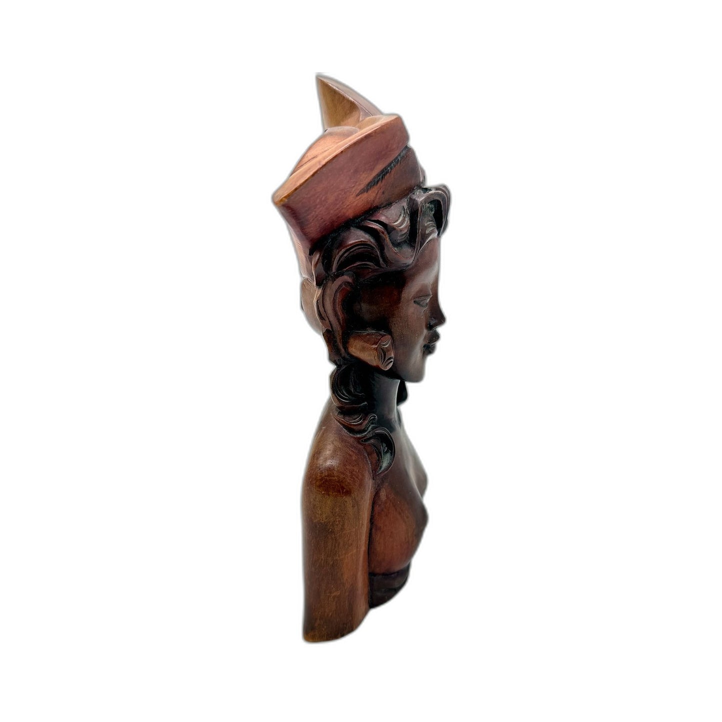 Handcrafted Brown Wooden Figurine Decorative Carved Women Sculpture