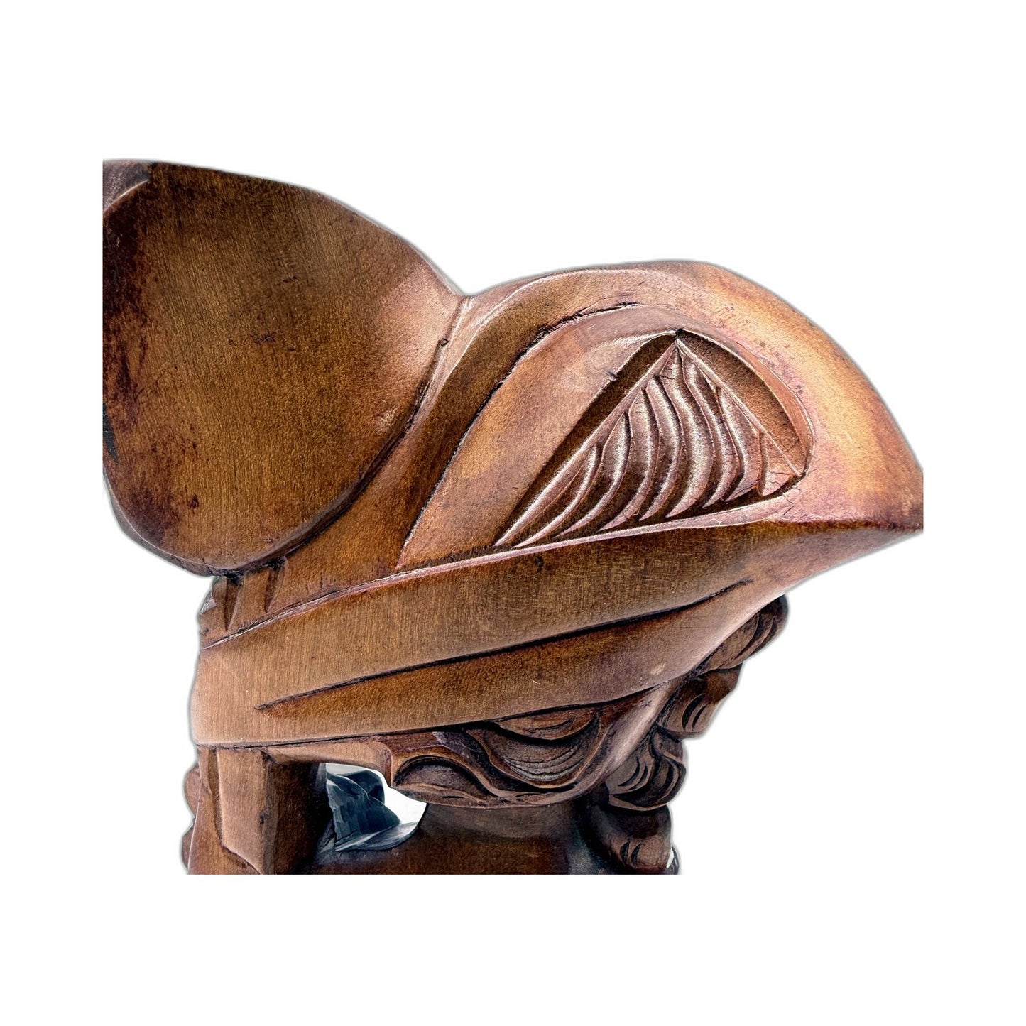 Handcrafted Brown Wooden Figurine Decorative Carved Women Sculpture