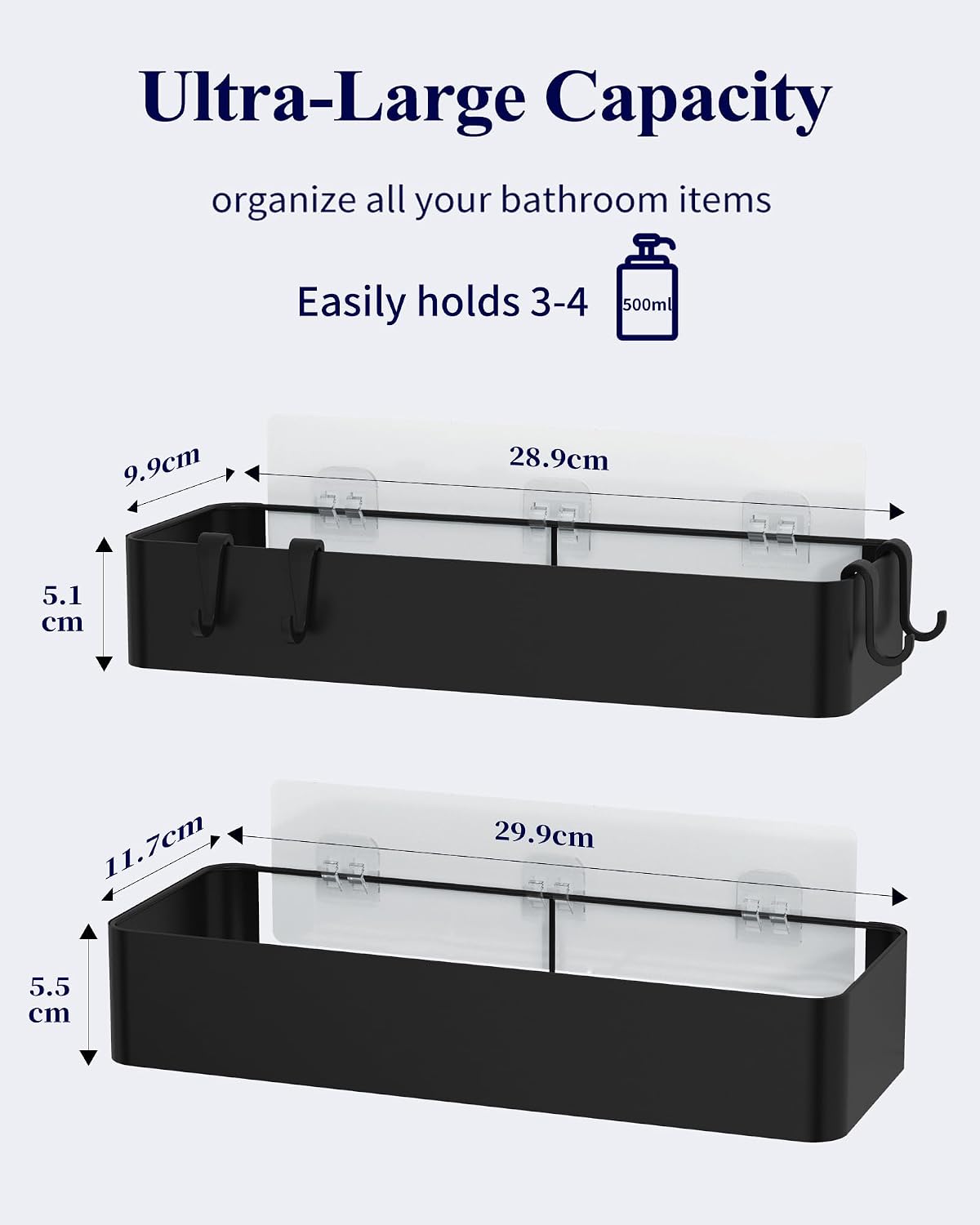 Kitsure Adhesive Soap Dishes Bathroom Shower Caddy 2 Pack Durable NEW