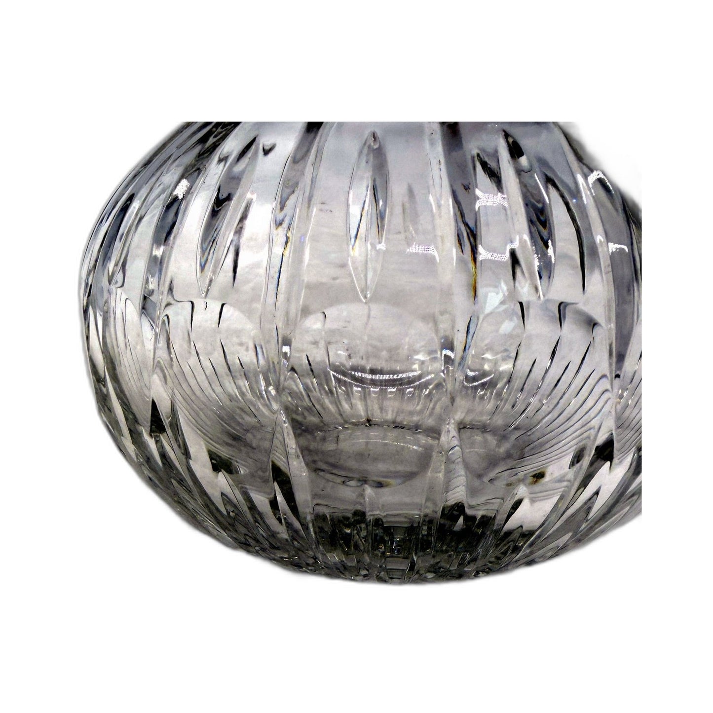 VINTAGE Made In Hungry Clear Glass Decorative Round Crystal Vase
