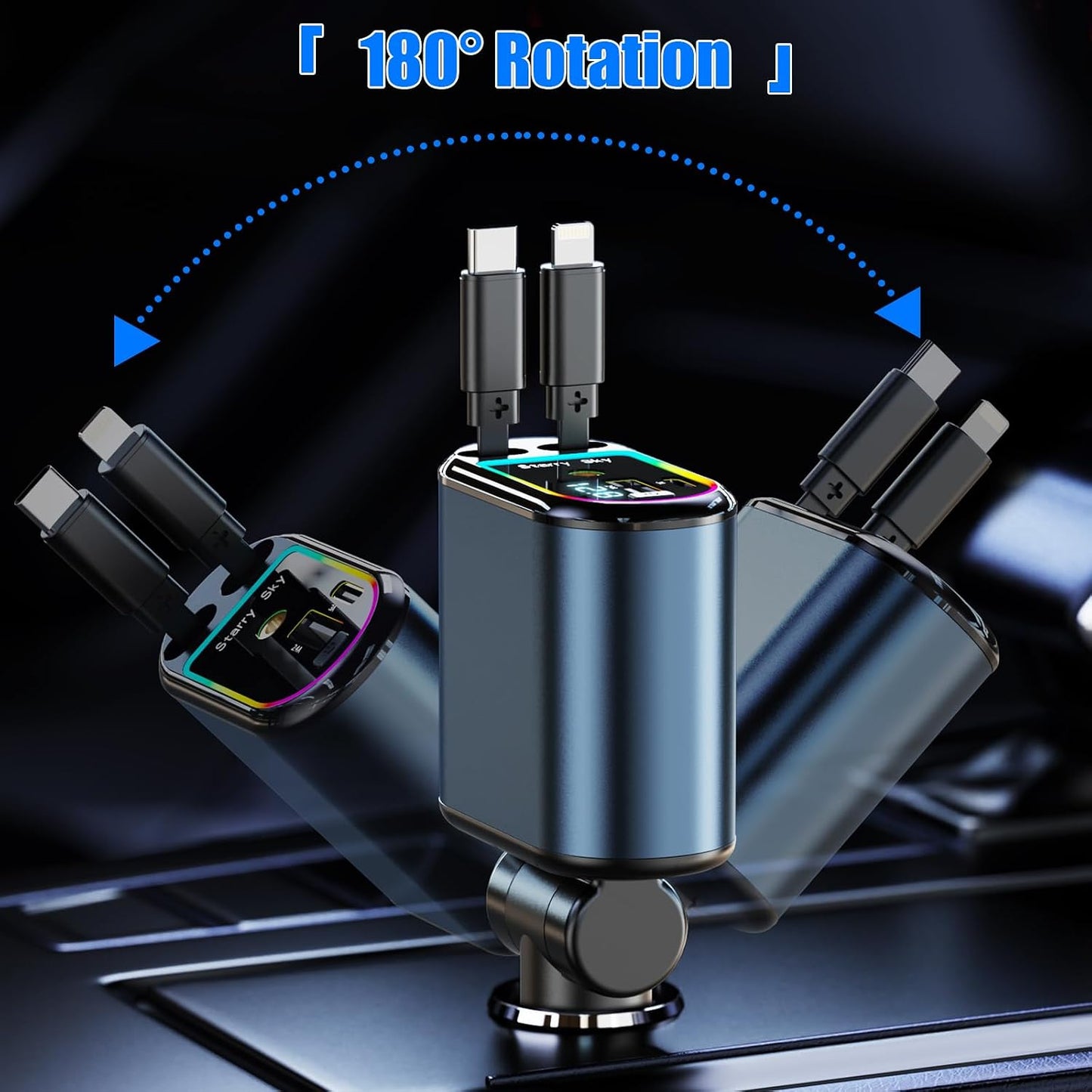 BZLMEAL 120W Automobile Chargers 4-in-1 USB-C Fast Charging Retractable DEMO
